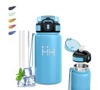 Mujigaga Botella Agua Acero Inoxidable- 500ml- Botella Termica, sin BPA, Botellas Agua Niños, Cantimplora con Pajita, A Prueba de Fugas, Doble Aislamiento, Cantimplora para Camping, Escuela, Oficina