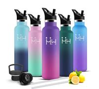 Mujigaga Botella Agua Acero Inoxidable, 750ml Botella Termica, sin BPA, Botellas con Pajita, A Prueba de Fugas, Aislamiento al Vacío, Cantimplora para la Escuela, Picnic, Oficina, Hogar, Fitness