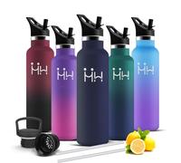 Mujigaga Botella Agua Acero Inoxidable, 750ml Botella Termica, sin BPA, Botellas con Pajita, A Prueba de Fugas, Botellas Agua Gimnasio, Doble Aislamiento, Cantimplora para la Viajar, Hogar, Natación