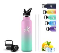 Mujigaga Botella Agua Acero Inoxidable- 750ml- Botella Termica, sin BPA, Cantimplora con Pajita, A Prueba de Fugas, Cantimplora Acero Inoxidable, Doble Aislamiento, para la Escalada, Correr, Pilates