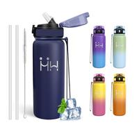 Mujigaga Botella Agua Acero Inoxidable- 750ml- Botella Termica, sin BPA, Cantimplora con Pajita, A Prueba de Fugas, Doble Aislamiento, Water Bottle para Viajar, Gimnasia, Escuela, Oficina