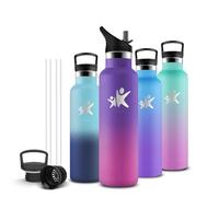 Mujigaga Botella Agua Acero Inoxidable- Botella Termica 0.75 litro- sin BPA- Cantimplora con Pajita- A Prueba de Fugas- Cantimplora Acero Inoxidable- Fácil de limpiar, para Correr, Gym, Deportes