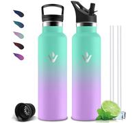 Mujigaga Botella Agua Acero Inoxidable, Botella Termica 1 litro, A Prueba de Fugas, Cantimplora con Pajita, sin BPA, Aislamiento al Vacío, Cantimplora para la Deportes, Senderismo, Nadar, Cámping