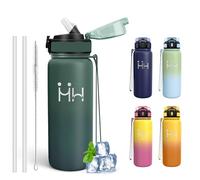 Mujigaga Botella Agua Acero Inoxidable, Botella Termica 750ml, sin BPA, Cantimplora con Pajita, A Prueba de Fugas, Acero Inoxidable 18/8, Cantimplora para Oficina, Camping, Escuela, Senderismo