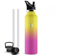 Mujigaga Botella Agua Acero Inoxidable, Prueba de Fugas Botella Termica 1 litro con 2 Tapones, Termo con Pajita y Filtro, Cantimplora Termica sin BPA para Gym, Hogar, Oficina