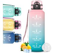 Mujigaga Botella Agua, Botella 1 5 litros con Filtro, a Prueba de Fugas, Cantimplora con Marca de Tiempo, Fácil de Limpiar, Fácil de Transportar, Cantimplora Infantil para Deportes, Running