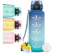 Mujigaga Botella Agua, Botella 1 5 litros con Marca de Tiempo, Cantimplora Infantil Deporte, a Prueba de Fugas, Fácil de Transportar, Cantimplora para Oficina, Camping, Viajar, Running, Oficina