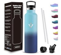 Mujigaga Botella agua Gimnasio 1 litro, Botella Agua Acero Inoxidable Sin BPA, A Prueba de Fugas, Cantimplora con Pajita y Filtro, Water Bottle para Oficina, Deporte, Escuela, Viaje, Hogar, Bicicleta