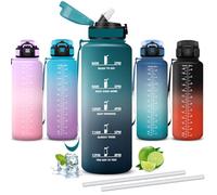 Mujigaga Botella Agua Gimnasio, Botella 1 5 litros, A Prueba de Fugas, Cantimplora con Pajita, Water Bottle con Eslogan Motivador, Cantimplora para la Fitness, Senderismo, Acampada, Triatlón