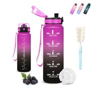 Mujigaga Botella agua Niños, 500ml Botella Agua, A Prueba de Fugas, Cantimplora Infantil, Con Escala de Tiempo, con Cepillo de Esponja, Cantimplora para la Escuela, Oficina, Acampada, Futbol