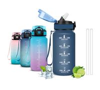 Mujigaga Botella agua Niños, Botella Agua 500ml, A Prueba de Fugas, Cantimplora Infantil, Con Escala de Tiempo, Cantimplora con Pajita, para la Escuela, Cafetería, Deportes, Acampada, Correr