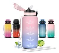 Mujigaga Botella agua Niños, Botella Agua 500ml, A Prueba de Fugas, Cantimplora Infantil, Con Escala de Tiempo, Boca Ancha, Cantimplora con Pajita, para la Escuela, Oficina, Picnic, Deportes