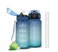 Mujigaga Botella Agua Niños, Portátil Botella Agua 500ml, Diseño de Cerradura, A Prueba de Fugas Cantimplora con Pajita, con Marcador de Tiempo, Cantimplora para Escuela, Viaje, Deporte