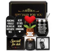 MUJUZE Juego de regalo negro para hombres y mujeres, con caja de regalo de «Du bist großar» de acero inoxidable, idea de regalo para él y ella, ideal para cumpleaños o aniversario (juego de regalo