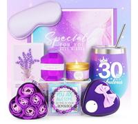MUJUZE Regalo para 30 cumpleaños para mujer, regalo de cumpleaños para mujeres, 30 vasos de vino de bienestar, juego de regalo, regalo para mejor amiga, amiga, hermana, compañera