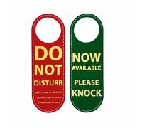 Muka Letrero de piel sintética con texto en inglés "Do Not Disturb" para colgar en la puerta, de doble cara