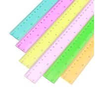 MUKCHAP 30 reglas coloridas de 30 cm con pulgadas y métricas, regla recta de plástico de 6 colores para oficina