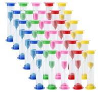 MUKCHAP 30 temporizadores de arena de 1 minuto, relojes de arena de 5 colores, temporizador de reloj de arena de plástico para oficina en casa, amarillo, rojo, azul, verde, rosa