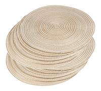 MUKCHAP Juego de 10 manteles individuales de algodón beige, 37,5 cm con aislamiento térmico, redondos, de algodón, trenzados, para fiestas, cocina, comedor