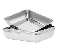 MUKCHAP Juego de 4 bandejas para hornear de acero inoxidable de 25x20x5 cm, bandeja rectangular para hornear galletas, bandejas para hornear y bandeja para pasteles, brownie, cocinar, hornear, cocina
