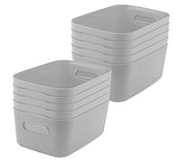 MUKCHAP Paquete de 10 cestas de almacenamiento para armario, 25 x 16,5 x 10 cm, cajas de almacenamiento de plástico con asa, cajas de almacenamiento rectangulares