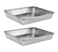 MUKCHAP Paquete de 2 bandejas rectangulares de acero inoxidable de 35 x 30 x 5,5 cm, bandejas para hornear galletas de 13,7 x 12 x 2,1 pulgadas
