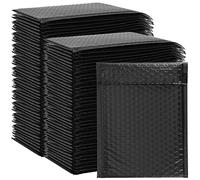 MUKCHAP Paquete de 80 sobres acolchados impermeables de burbujas de polietileno negro, tamaño A5, bolsas de burbujas para minoristas, bolsas de envío con tira autosellada