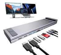 Mukiya Estación de acoplamiento USB C para laptop, monitor dual 4K, hub USB C 9 en 1 con 2 HDMI, 2 USB 3.0, PD 100W, estación de acoplamiento universal para MacBook Pro/Air/Dell/HP/Surface/Lenovo
