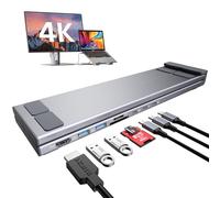 Mukiya Soporte de estación de Acoplamiento USB C para portátil, Base USB C Dock, 7 en 1 USB C Hub con 4K HDMI, 2 USB 3.1, PD 100W, estación de Acoplamiento Universal para MacBook