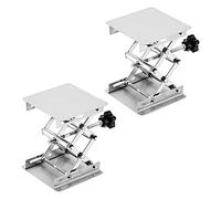 MUKLEI 2 tijeras de laboratorio de 100 x 100 mm, gato de soporte de laboratorio de acero inoxidable, plataforma de mesa para levantar o bajar objetos, rango de elevación de 50-160 mm, plata
