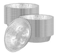MUKLEI Paquete de 100 bandejas redondas de aluminio de 7 pulgadas, recipientes desechables de 720 ml para alimentos, para hornear, asar, preparar comidas, barbacoas, fiestas, pasteles