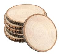 MUKLEI Paquete de 6 rodajas de madera de 8 a 9 pulgadas, rebanadas de madera natural sin terminar con corteza de árbol, rodajas de madera redondas para bodas, centros de mesa, decoración,