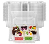 MUKLEI Recipientes de plástico transparente con bisagras para tartas, cajas desechables para ensalada y tarta de queso
