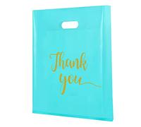 MUKOSEL 100 bolsas de agradecimiento extra gruesas de 2,36 Mil 12 x 15 en bolsas de compras para bolsas de regalo, fiestas, tiendas, boutique, ropa, bolsas de plástico reutilizables con asa (azul)