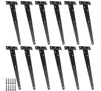 MUKSEUT 12 bisagras en T de 8 pulgadas, 20 x 7,2 x 0,17 cm, bisagras de puerta en T, bisagras de puerta negras con tornillos, bisagras en T de hierro para puertas de madera, puertas