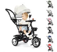 MUL-BHERRAMIENTA Triciclo Bebé Escalable Hasta 35 Kg, Bicicleta Bebe para Niños Desde 1 año, Asiento Reversible, Parasol Extendido en Tres Partes (Gris Claro)