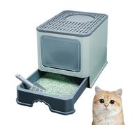 MUL-BOUTIQUE Bandeja Litiere para gatos, cajón plegable para gatos con tapa, cazadora cerrada para gatos, WC para gatos con pala, 2 aperturas de 50 x 35 x 38 cm (Verde)