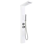 MUL-BOUTIQUE Columna de ducha con mezclador termostático sistema de ducha de lluvia de acero inoxidable con ducha, para cuarto de baño y hotel, 15 x 47 x 130 cm (blanco)