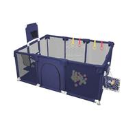 MUL-BOUTIQUE parque infantil bebe con 50 pelotas + 4 anillas + 4 ventosas, grande corral bebe (180 x 120 x 66 cm), parques infantiles bebes Estabilizar, para salón y dormitorio. (Azul marino)