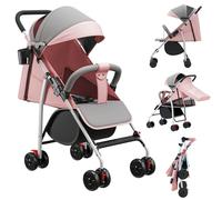 MUL-BOUTIQUE sillita de paseo bebe, de 0 a 4 años (máximo 21 kg), ligero (4,8 kg), confort silla paseo ligera, plegado compacto y reclinable, con algodón, portavasos, visera solar (Rosa)