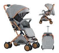 MUL-BOUTIQUE sillita de paseo bebe ultracompacto de 0 a 6 años, silla ligera paseo de viaje con arnés de seguridad de 5 puntos, Plegado compacto y reclinable, Con bolsillos y visera parasol (gris)