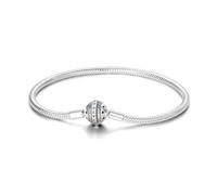 MULA 925 Plata Esterlina Cadena de la Serpiente Charm Bracelet Forever Grabado con 5A Cubic Zirconia para Mujeres Niñas Regalo para Ella