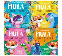 Mula and Friends: A Fun Yoga Stories by Lauren Hoffmeier Illustrated 4 Picture Books Collection Set (Mula and The: Snooty Monkey, Unsure Elephant, Lovesick Snake & Chaotic Peacock)