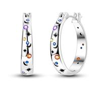 MULA S925 Pendientes de Aros de Plata Esterlina para Mujer Niña Mariposa Estrella Luna Trendy Cute Earrings 5A Cubic Circonia