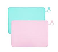 Mulaibdin 2 Piezas Mantel Individual Infantil Silicona, Manteles Individuales Lavables, Antideslizante y Aislante Térmico Mantel Individual, Manteles Niño Rosa y Azul, sin BPA