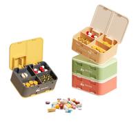 Mulaibdin 4 Piezas Pastillero Pequeño, Pastillero Viaje Semanal con 7 Compartimentos, Organizador Medicamentos Portátil, Pill Box Organizer con Cortador de Pastillas para Vitaminas,Suplementos
