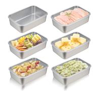 Mulaibdin 6 Pz Recipientes Herméticos para Alimentos de Acero Inoxidable, Meal Prep Containers, Porta Embutidos Apilable, Botes Cocina Almacenaje con Tapa para Queso,Pasta,Fiambres (M)