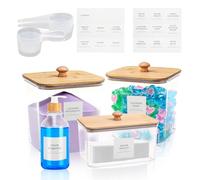 Mulaibdin Pods de almacenamiento de detergentes, caja de almacenamiento de polvo de lavado con palas y etiquetas, juego de recipientes para detergentes, cajas de detergente con tapa para vainas de