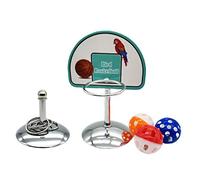 MULAIDI Aro de baloncesto para mascotas, loros, campanas de periquito, juego de rompecabezas, juguetes para jugar, suministros para pájaros, juguetes para periquitos
