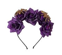 MULAIDI Diadema punk con temática de Halloween para hombres y mujeres, accesorio de disfraz de rosa gótica, accesorio para disfraz de fiesta de adultos, accesorio de esqueleto para el cabello, diadema